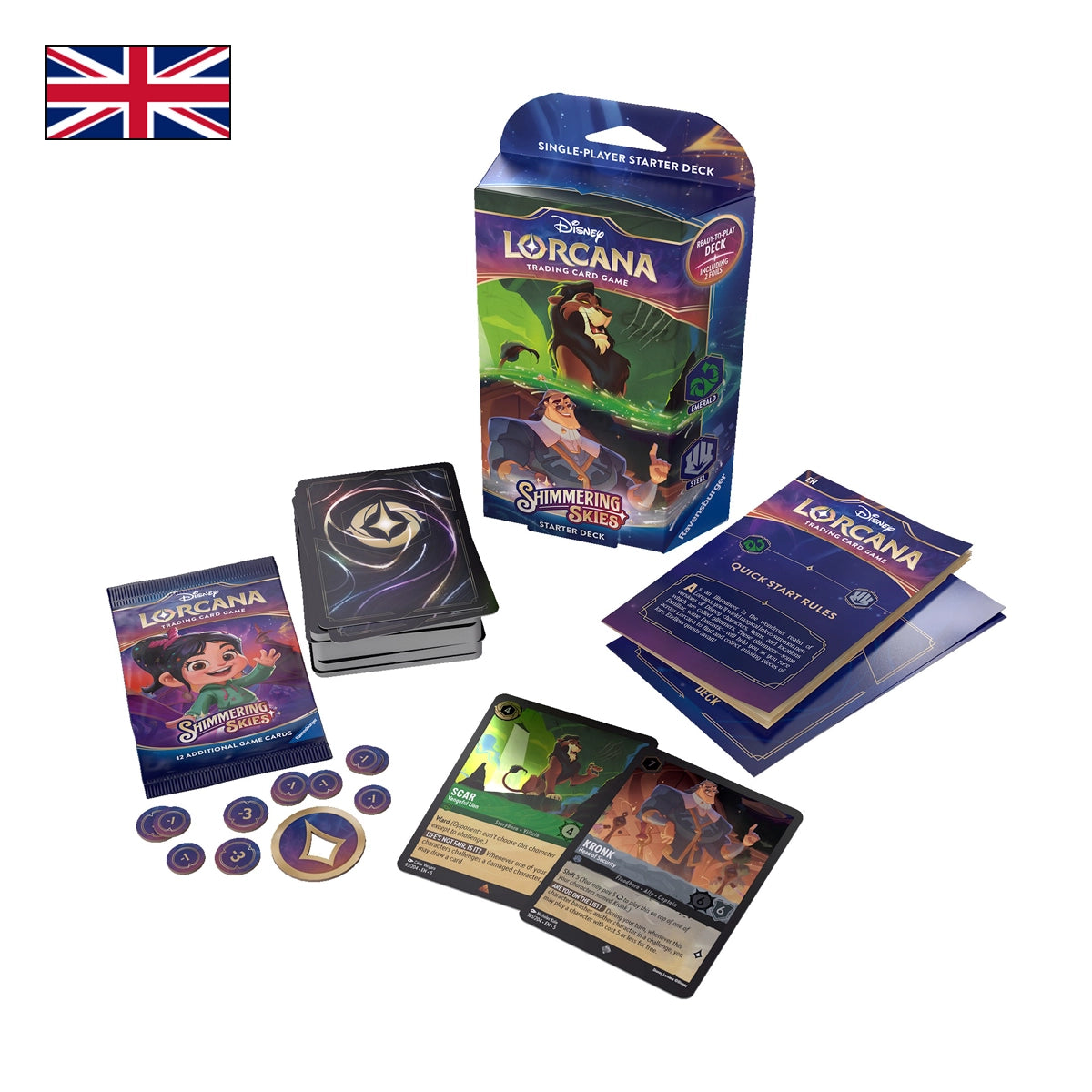 Disney Lorcana - Shimmering Skies Starter Sets Emerald Steel Content